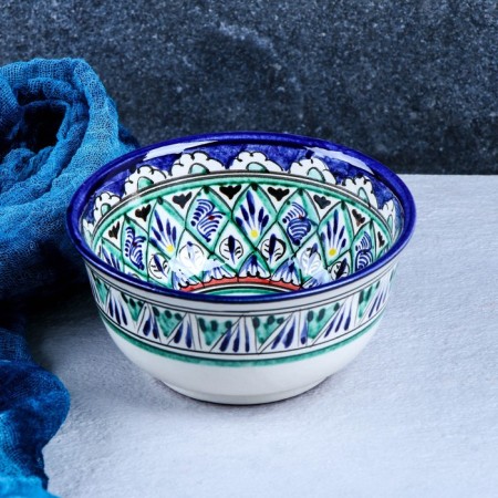 Rishtan ceramics "Patterns" 14.5 cm, small, blue