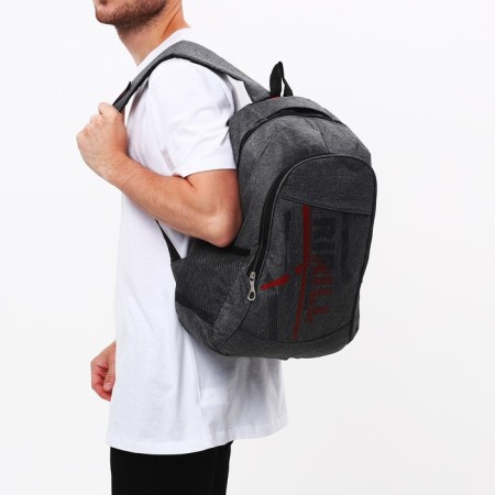 Male backpack on a zipper, 3 outer pockets, gray color-6