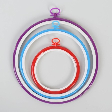 Schools for embroidery with a suspension, d = 11/17/21 cm, 3 pcs, color colorful color-3