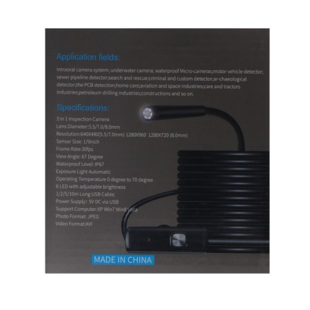 Endoscope CAM-07, 8 mm, 720p, LED backlight, microUSB/type-C/USB, Android/Windows, 5 m-6