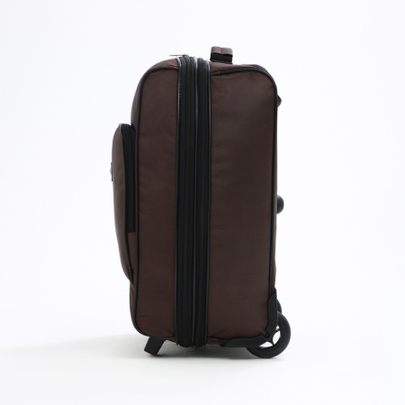 Small 20 suitcase "," Cartes factory ", lightning department, extension, external pocket, 2 wheels, brown color-2