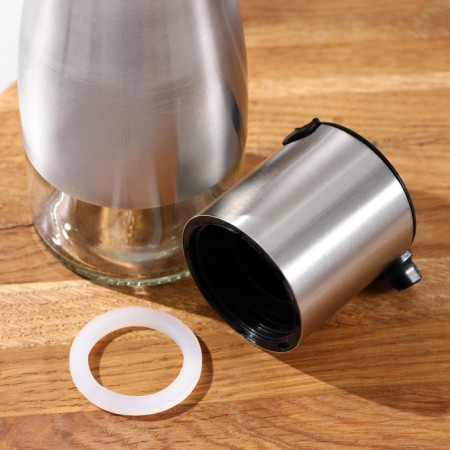 Glass bottle for sauces and oil "Style", 250 ml, h = 18.5 cm, black cover color-2