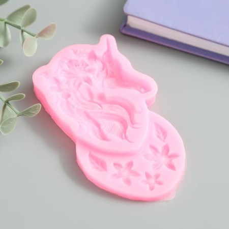 Mold Silicon "Unicorn and flowers in the mane" 6 objects 1x5x10.5 cm-1