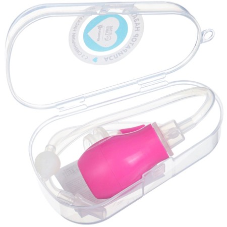 Children's nasal aspirator with 2 replaceable nozzles, in a container, pink color-8
