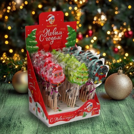New Year. Caramel Lolloice Figure Sweet Ness "Santa, Christmas tree, penguin", 15 g