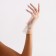Carnival accessory - transparent gloves with a skirt, white color