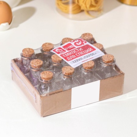 A set of glass jars for spices with a cork lid "Parfa", 50 ml, 4.5 × 4.5 × 6.8 cm, 12 pcs-2
