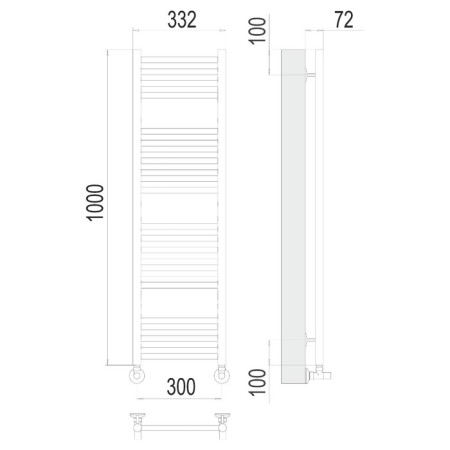 Terminus heated towel rail "Aurora" P20, 300x800 mm, lower connection, chrome-2
