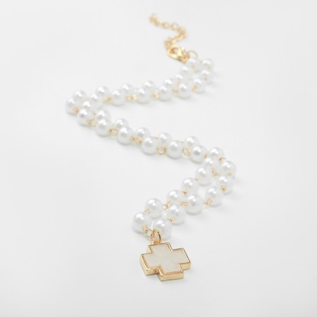 The necklace "Pearls" is an elegant cross, color gold, 40cm-3