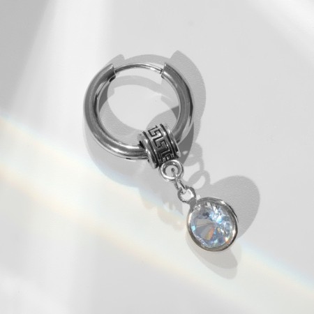 Piercing in the ear "Ring" Strazinka, d = 12 mm, white color in silver