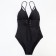 Women's swimsuit Minaku on lacing, black color, size 50