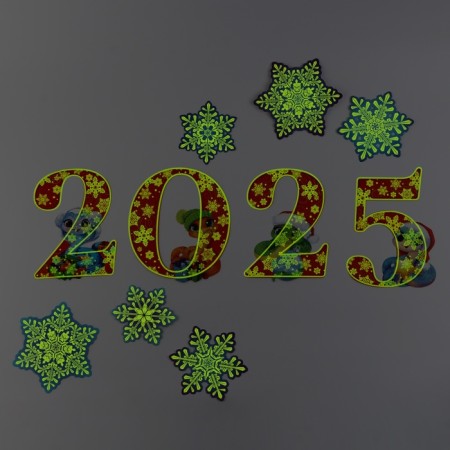 Set for decorating the New Year 2025 luminous in the darkness, 10 elements, 16 x 21 cm-3