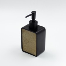 Joy Home liquid soap dispenser, polyurez, black with wood decor