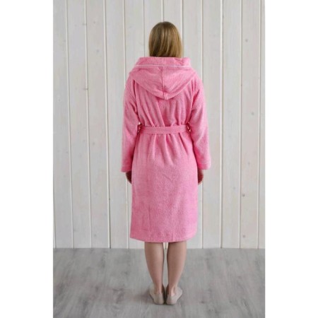 Women's bathrobe with a hood, size 52, pink, Makra-3