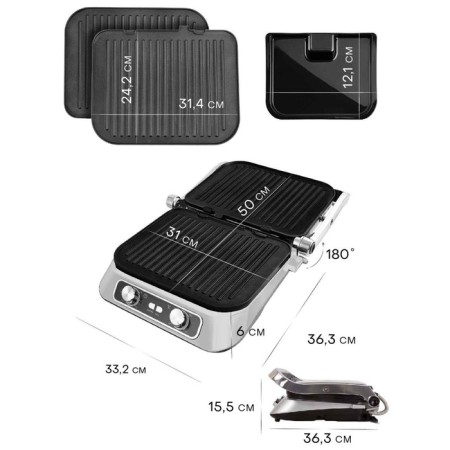 Electric Grill Pioneer GR1010E, 2100 W, anti -stick coating, silver-6