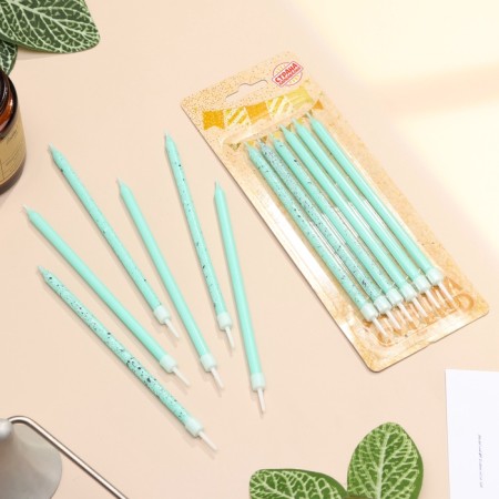 Candles for the cake "Brilliant party", 6 pcs, blue, high-1