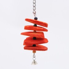 A toy for birds with a carapace carapace and beads, 20 x 6 cm, orange