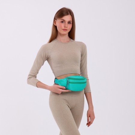 Lightning waist bag, 2 pockets, turquoise color-6