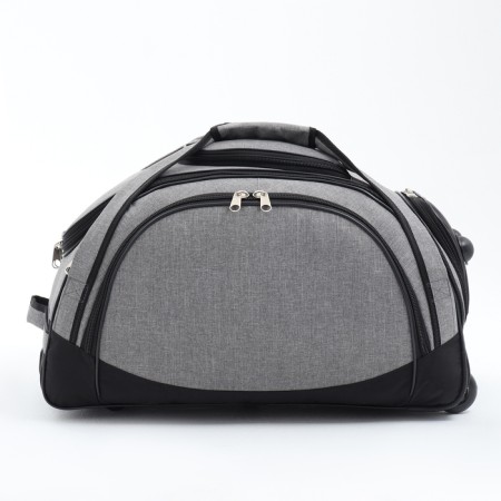 Road bag on wheels, 3 outer pockets, shoes department, black/gray color-1