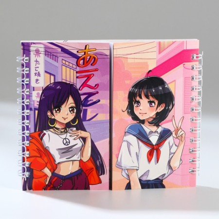 Double notebook on the crest, soft cover, size 15x12cm, 48 liters of “anime”-1