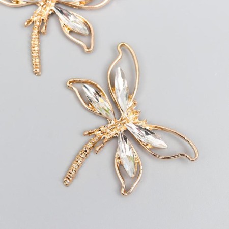 Decor for creativity Metal "Dragonfly" gold, rhinestones 4.3x3.8 cm