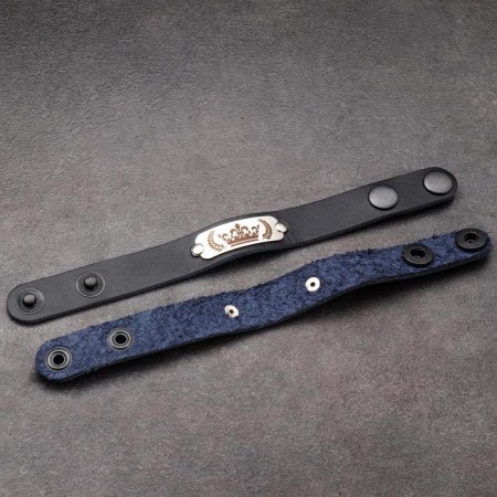 Paired bracelets "King and Queen", genuine leather, steel-1