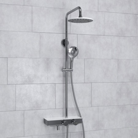 The shower system wasserkraft a113.067.101.ch Thermo, tropical shower, thermostat, chrome-1