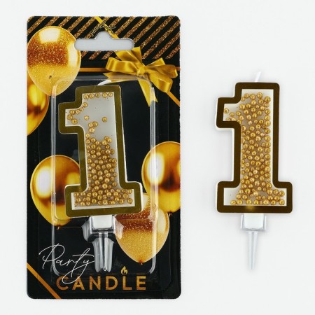 A candle for a cake, a figure with a shaker “1”, 9.5 x 3.8 cm.-3