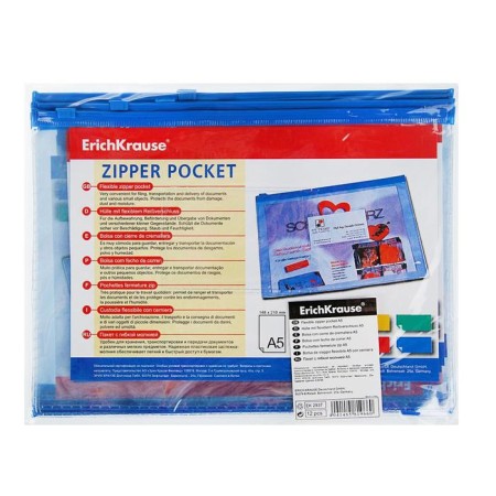 The Convert folder on the A5 ZIP-Molniya, 140 μm, Erichkrause PVC Zip Pocket, up to 100 sheets, transparent, mix-1