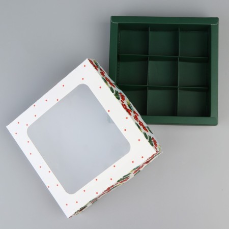Box for sweets "Happy New Year", bullfinch, 14.7 x 14.7 x 3.5 cm, New Year-2