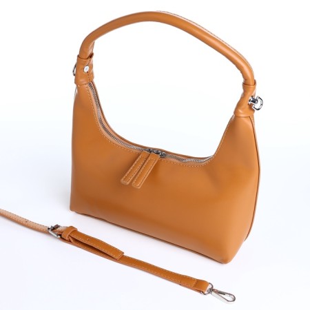 Baget bag with zipper, brown color-4