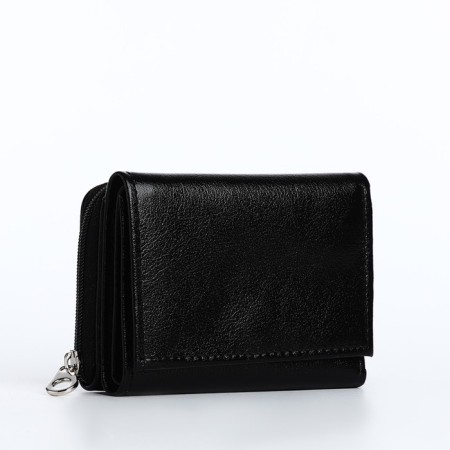 Women's wallet on the button, black color