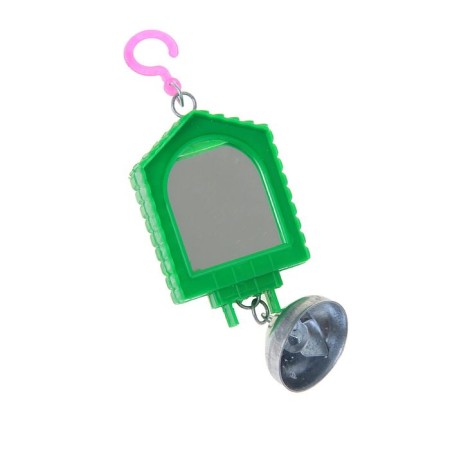 Bird toy mirror double with a metal bell No. 1 Mix flowers