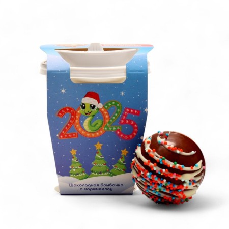 Chocolate bomb with marshmallow "Bombochka 2025" in a glass, 30 g-1