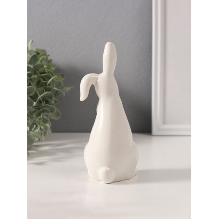 Souvenir Ceramics "White Rabbit with Green Bantic" 6x6.5x16.5 cm-2