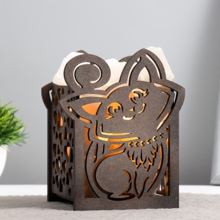 Salt lamp "cat" wooden E14 15W 1.4 kg-1