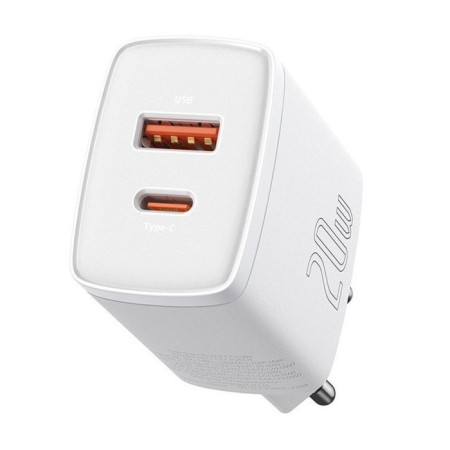Charger Baseus Compact Quick Charm USB+Type-C, 3A, 20W, White-1