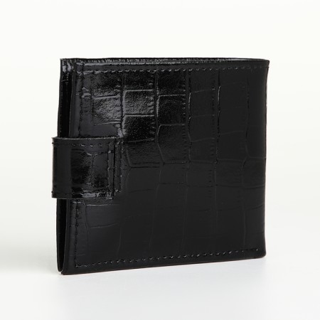 Male purse on the button, Textura, for cards, for coins, black color-2