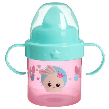 Children's player with solid nose "Bunny Polly", 150 ml., With handles, pink color-2