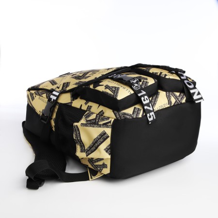 School backpack on lightning, 5 pockets, black/yellow color-4