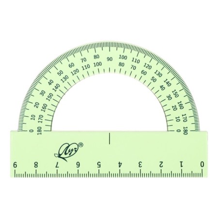 Drawing set 4 objects (ruler 15 cm, square 30 °/ 60 °, 10 cm; square 45 °/ 45 °, 8 cm; transporter 180 °, 9 cm), transparent green-3