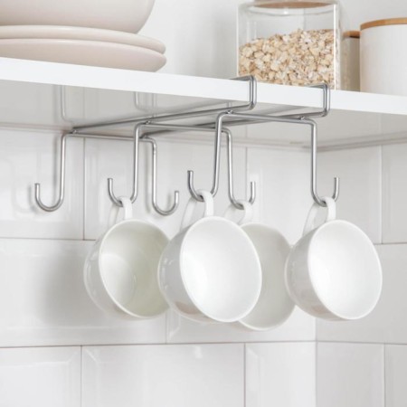 Holder for mugs suspended 6 items, 16 × 27 × 10 cm, color chrome mirror-1