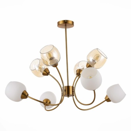 Ceiling EVOLUCE lamp. Sle1136-302-08. Tratti. 8x60 watts, E27, 79x79x60 cm, brass color-3