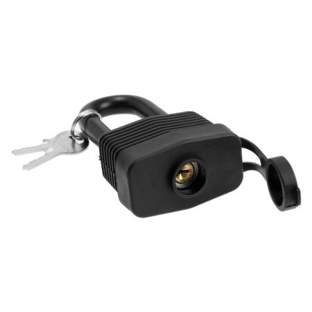 Lockland hinged castle, 50 mm, moisture -proof, long handle, 2 keys, black color-2