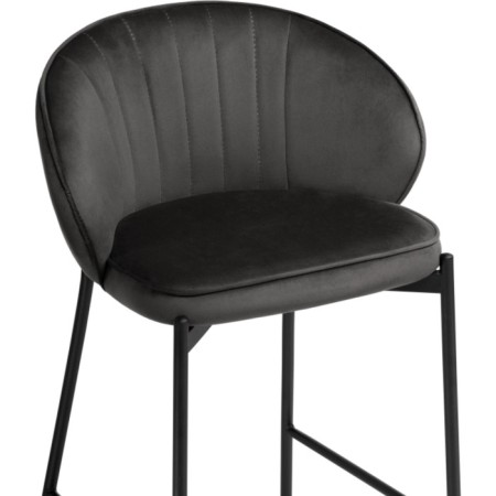 Stool Barnoy Nile Metal/velor, Black/Gray 58x45x92 cm-4
