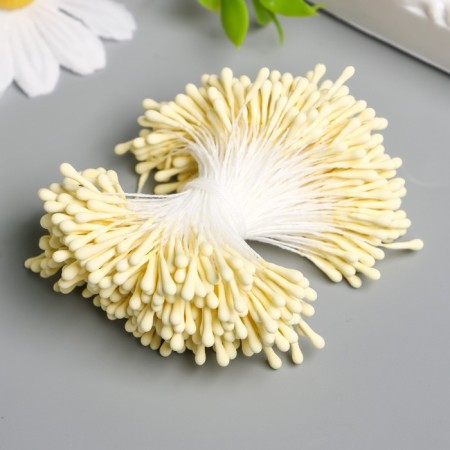 Stamens for flowers "Drops matte light yellow" d = 1.5 mm set 400 pcs length 6 cm-1