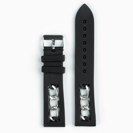 Watch strap, 20 mm, silicone, L-20 cm, black-2