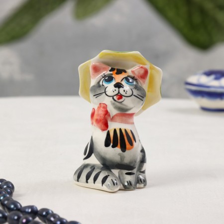 Souvenir "Cat with an umbrella", gzhel, color, 10x5 cm