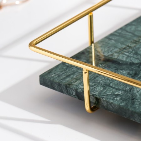 Interior marble stand "Malachite" rectangular 6x31x21 cm-2