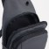Male sling bag from textiles, headphone opening, gray color